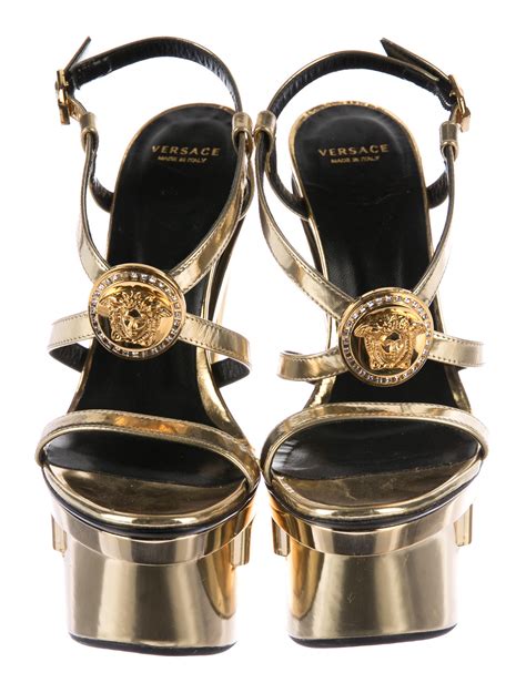 versace medusa studded sandals|versace medusa detail round heels.